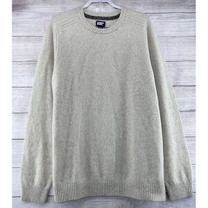 Land’s End Men's LambWool‎ Crew Neck Pullover Sweater Sz XL Beige Ivory